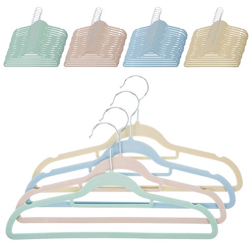 쿠팡 브랜드 - 코멧 홈 벨벳 논슬립 옷걸이, 민트, 핑크, 블루, 베이지, 60개입