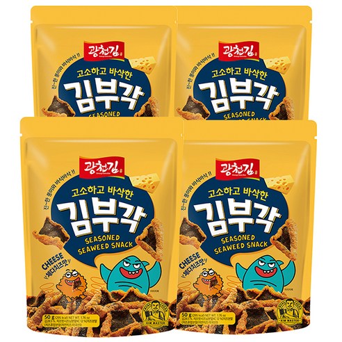 광천김 고소하고 바삭한 김부각 체다치즈맛, 4개, 50g