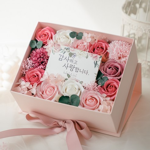 라솔트 반전 수국앤플라워 용돈박스 + 쇼핑백, 핑크