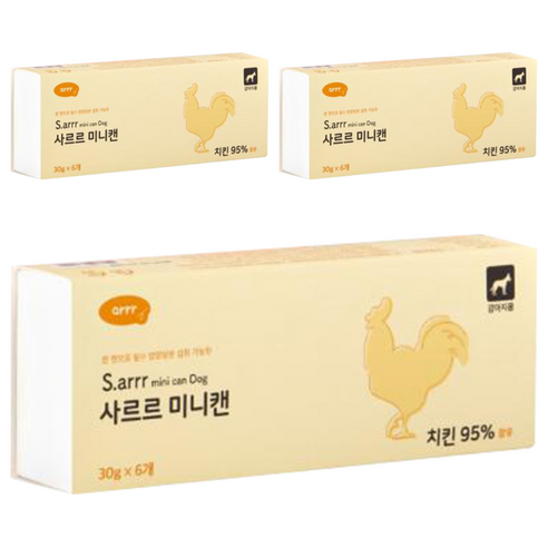 동원아르르 강아지 사르르 미니캔 독 30g 6p, 치킨, 180g, 3개