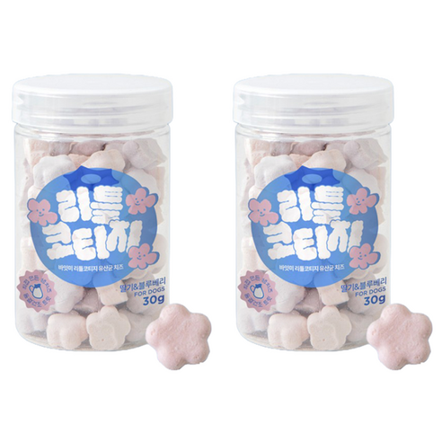 바잇미 강아지 리틀코티지 유산균 치즈, 혼합맛(딸기/블루베리), 30g, 2개