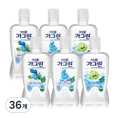 동아제약 어린이용 가그린 사과향, 380ml, 36개