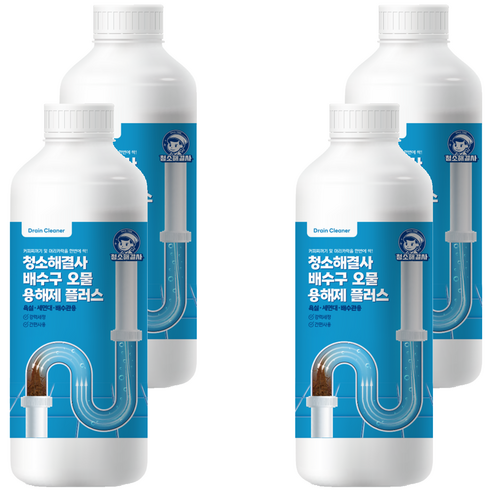 청소해결사 배수구 오물 용해제 플러스, 1L, 4개