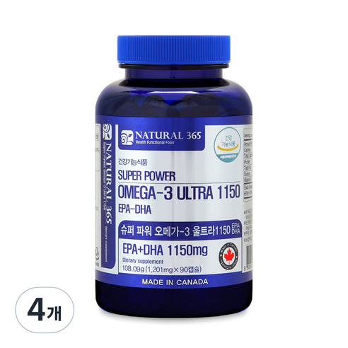 내츄럴365 슈퍼파워 오메가3 울트라 1150, 4개, 108.09g