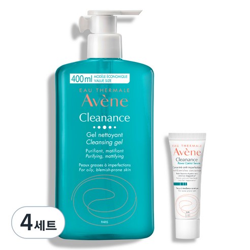 아벤느 클리낭스 약산성 클렌징 젤400ml + 클리낭스 파워 컨트롤세럼 5ml, 400ml, 4세트