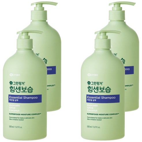 그린핑거 유아용 힘센보습 에센셜 샴푸, 4개, 500ml