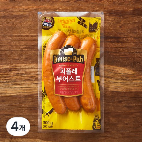 하우스 펍 치폴레 부어스트 소시지, 300g, 4개