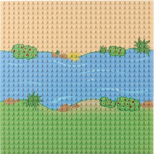요고요 레고 호환 작은 블록용 해변 직선 포인트 놀이판 25.5cm × 25.5cm 블록놀이