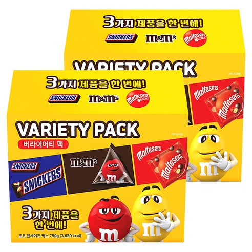 마즈 초콜릿 펀사이즈 버라이어티팩, 750g, 2개