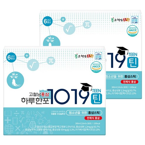 고철남홍삼 하루한포 1019틴 홍삼 스틱, 30회분, 300ml, 2개