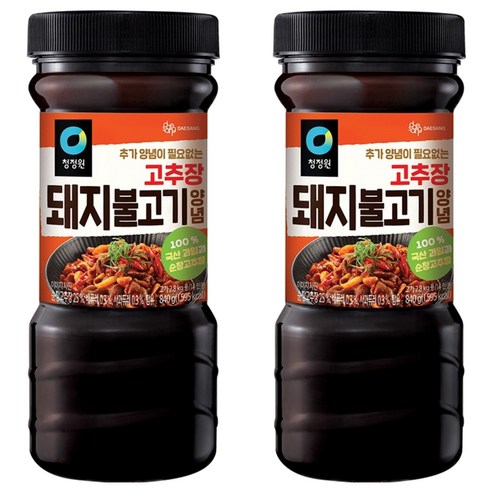 청정원 고추장 돼지불고기 양념, 840g, 2개