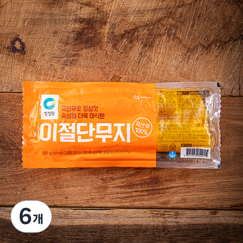 청정원 이절단무지, 350g, 6개