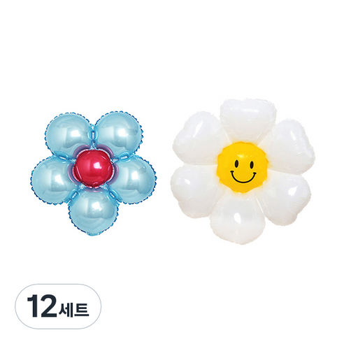 파티쇼 플라워 은박 소형 + 데이지 플라워 소형 풍선 세트, 베이비블루(소형풍선), 12세트