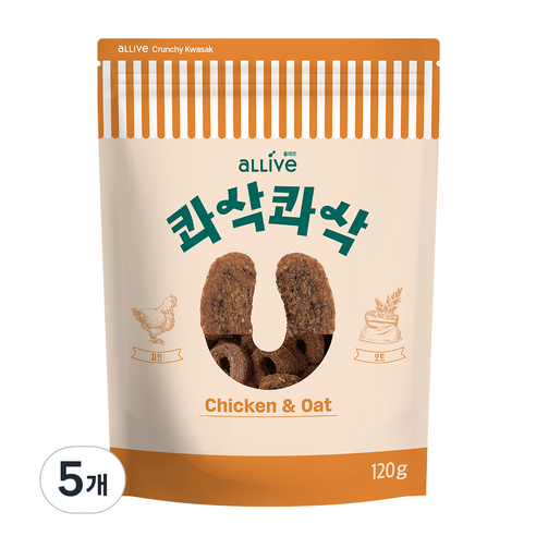 올리브 강아지 콰삭콰삭 트릿, 혼합맛(치킨/오트), 120g, 5개