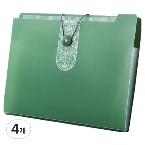 올인셀 데일리 아코디언파일 5칸 A4, 그린, 4개