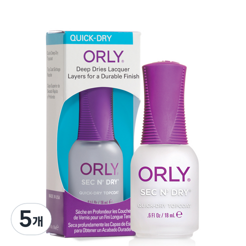 오를리 네일 세컨 퀵 드라이 18ml, 혼합색상, 5개