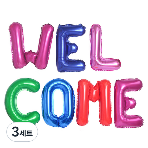 파티쇼 웰컴 메세지 은박 풍선 세트, 혼합, 3세트