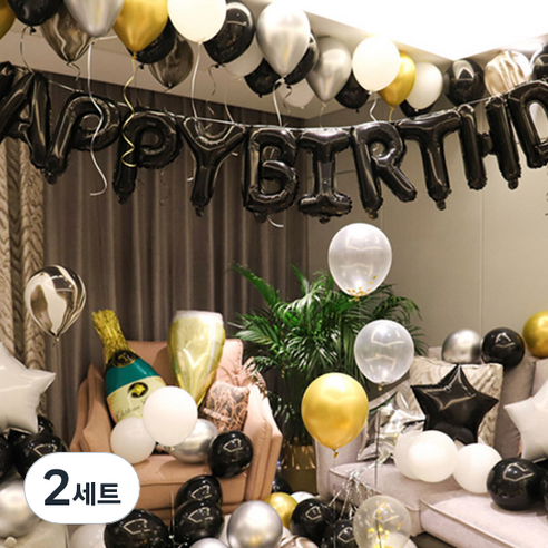 블럭마트 돌잔치 디럭스 생일파티풍선세트, 랜덤발송, 2세트