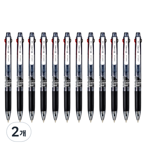 라인플러스 M3 3색볼펜 0.38mm 12p, 블랙, 2개