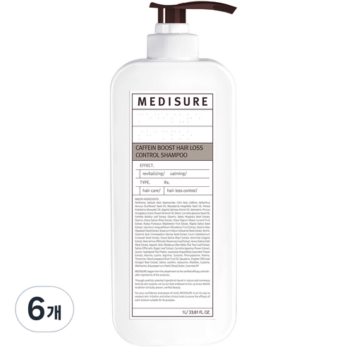 메디슈어 카페인 부스트 탈모 샴푸, 6개, 1000ml