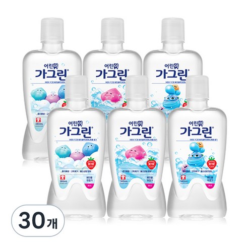 가그린 어린이용 딸기향 구강청결제 랜덤발송, 380ml, 30개