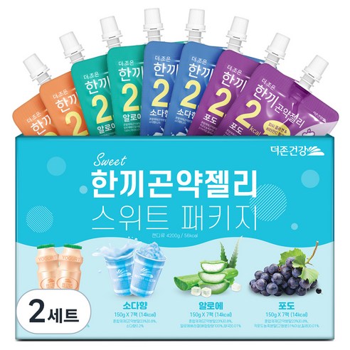 더존건강 한끼곤약젤리 스위트패키지 소다 150ml x 7p + 포도 150ml x 7p + 요구르트 150ml x 7p + 알로에 150ml x 7p 세트, 2세트