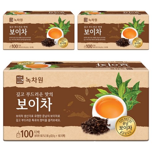 녹차원 보이차, 0.9g, 100개입, 3개