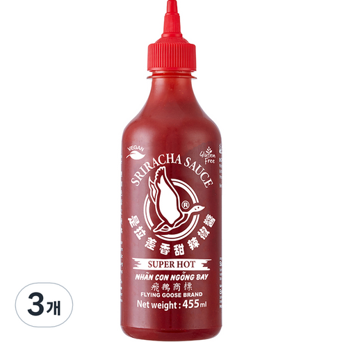 플라잉구스 스리라차 슈퍼핫 칠리 소스, 455ml, 3개