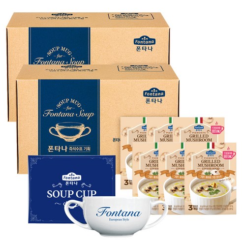 폰타나 피에몬테 그릴드 머쉬룸크림 컵수프 60g x 6p + 도자기 머그컵, 2세트