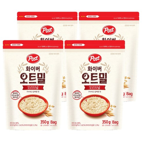 포스트 화이버 오트밀 오리지널 시리얼, 4개, 350g