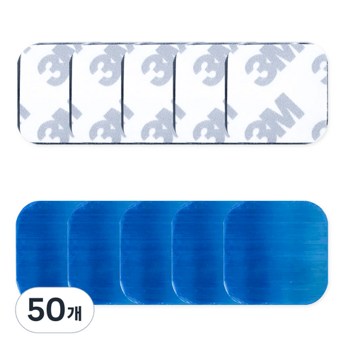 디와이엔텍 후면부착 자석 접착식 스틸 사각철판 24mm, 실버, 50개