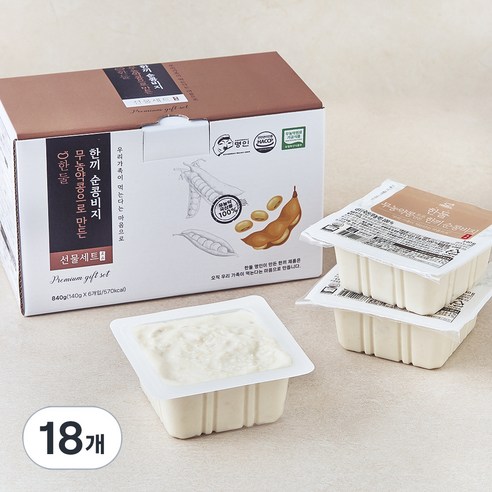 한둘 무농약콩으로 만든 한끼 순콩비지, 140g, 18개