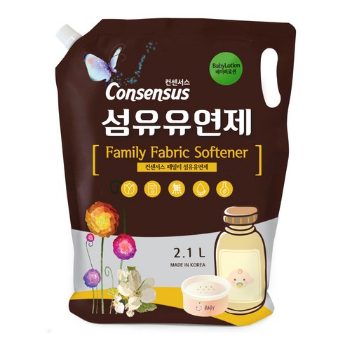 컨센서스 섬유유연제 베이비로션향 표준형 리필형, 2.1L, 1개