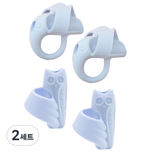 꼬사 연필교정기 코끼리 2p + 올빼미 2p, 블루, 2세트