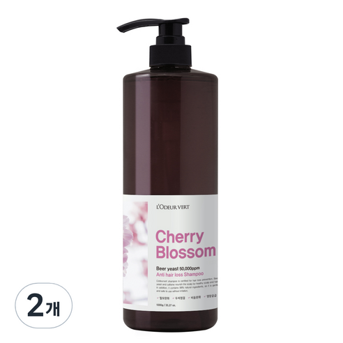 로더베르 맥주효모 50000ppm 탈모완화 샴푸 체리블라썸, 1000g, 2개