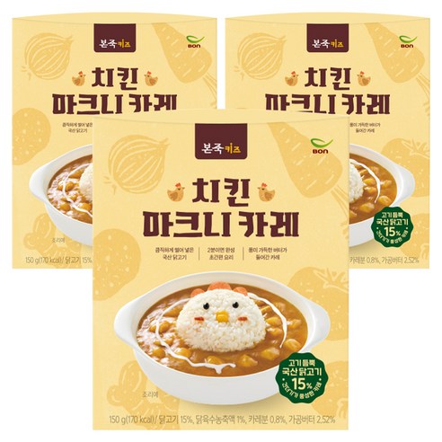 베이비본죽 본죽키즈 치킨 마크니 카레, 150g, 3개