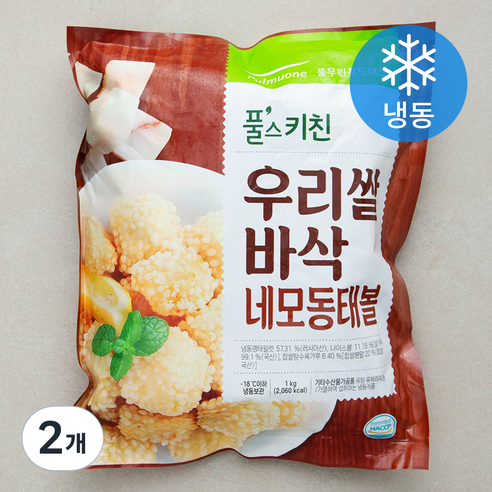 풀무원 풀스키친 우리쌀 바삭 네모 동태볼 (냉동), 1kg, 2개