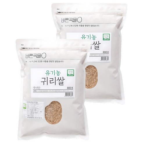 바른곡물 국내산 유기농 귀리 쌀, 800g, 2개