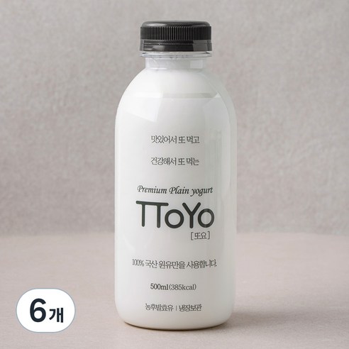 또요 또먹는 플레인 요거트, 500ml, 1개입, 6개