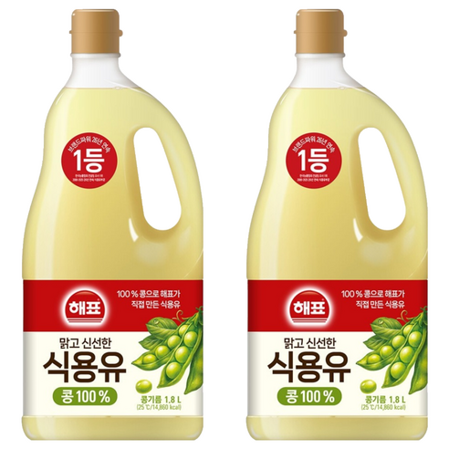 해표 콩기름 식용유, 1.8L, 2개