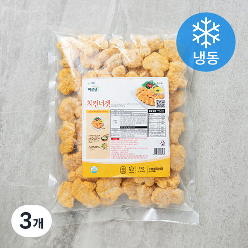 바른선 치킨너겟 (냉동), 1kg, 3개