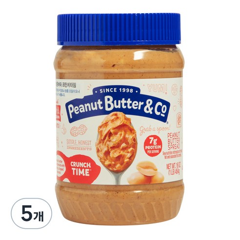 피넛버터앤코 크런치 타임, 454g, 5개