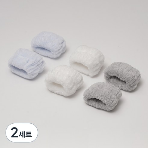 쿠캐치 부드럽고 깔끔한 세안 손목밴드, 2세트, 블루, 그레이, 화이트