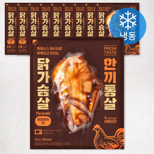 한끼통살 닭가슴살 데리야끼맛 (냉동), 100g, 10개
