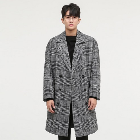 단군 남성용 하운드 더블버튼 오버핏 누빔 코트