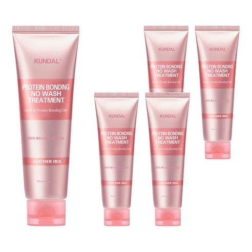 쿤달 프로틴 데미지 케어 노워시 트리트먼트 레더아이리스향, 130ml, 5개