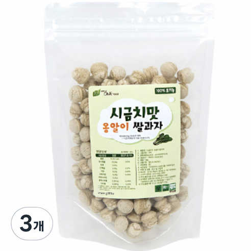 그린원푸드 유기농 옹알이 유아 쌀과자, 시금치맛, 30g, 3개