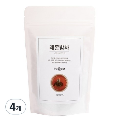 청년농원 저온가공 레몬밤차 삼각티백, 700mg, 50개입, 4개
