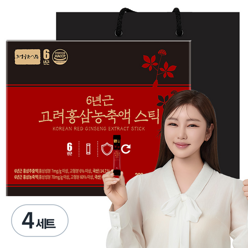 정원삼 6년근 고려홍삼 농축액 스틱 30개입 + 쇼핑백, 300g, 4세트