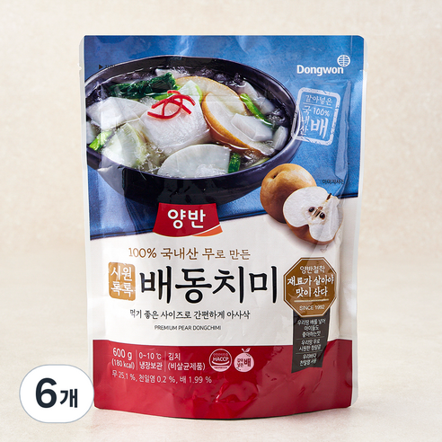 동원 양반 배동치미, 600g, 6개